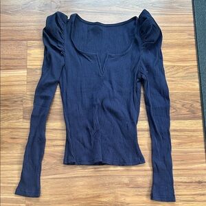 Elegant navy blue Long Sleeve Women's Top